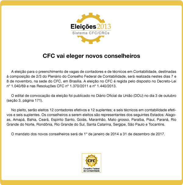 CFC vai eleger novos conselheiros