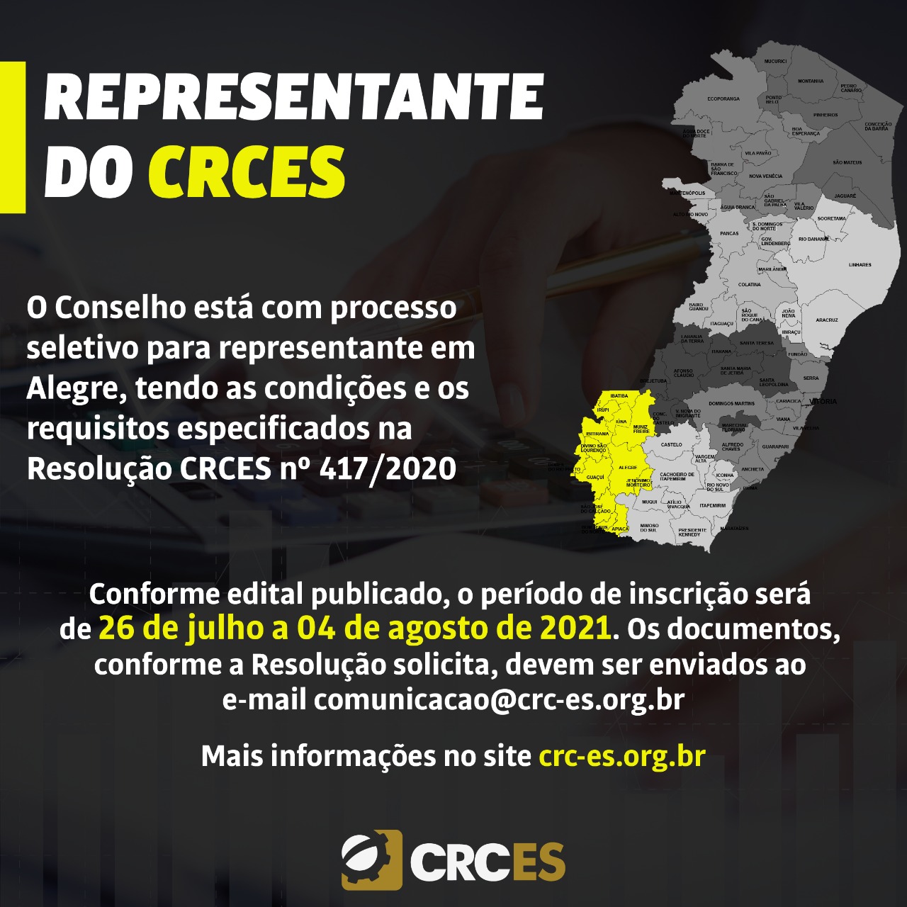 Processo de seleção para representante do CRCES - Alegre