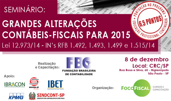 Grandes Alterações Contábeis-Fiscais para 2015 