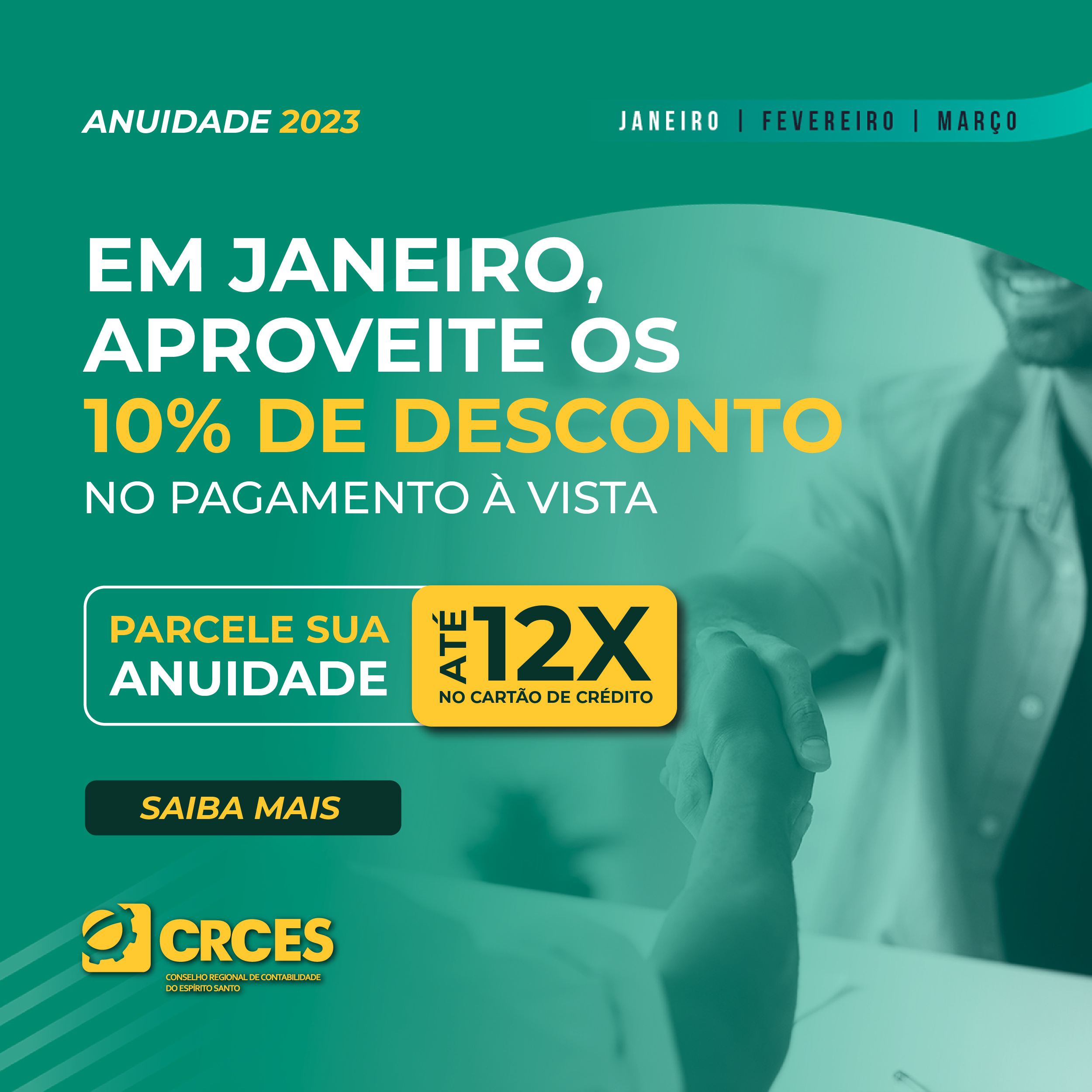 Anuidade com desconto de 10% para pagamento no mês de janeiro