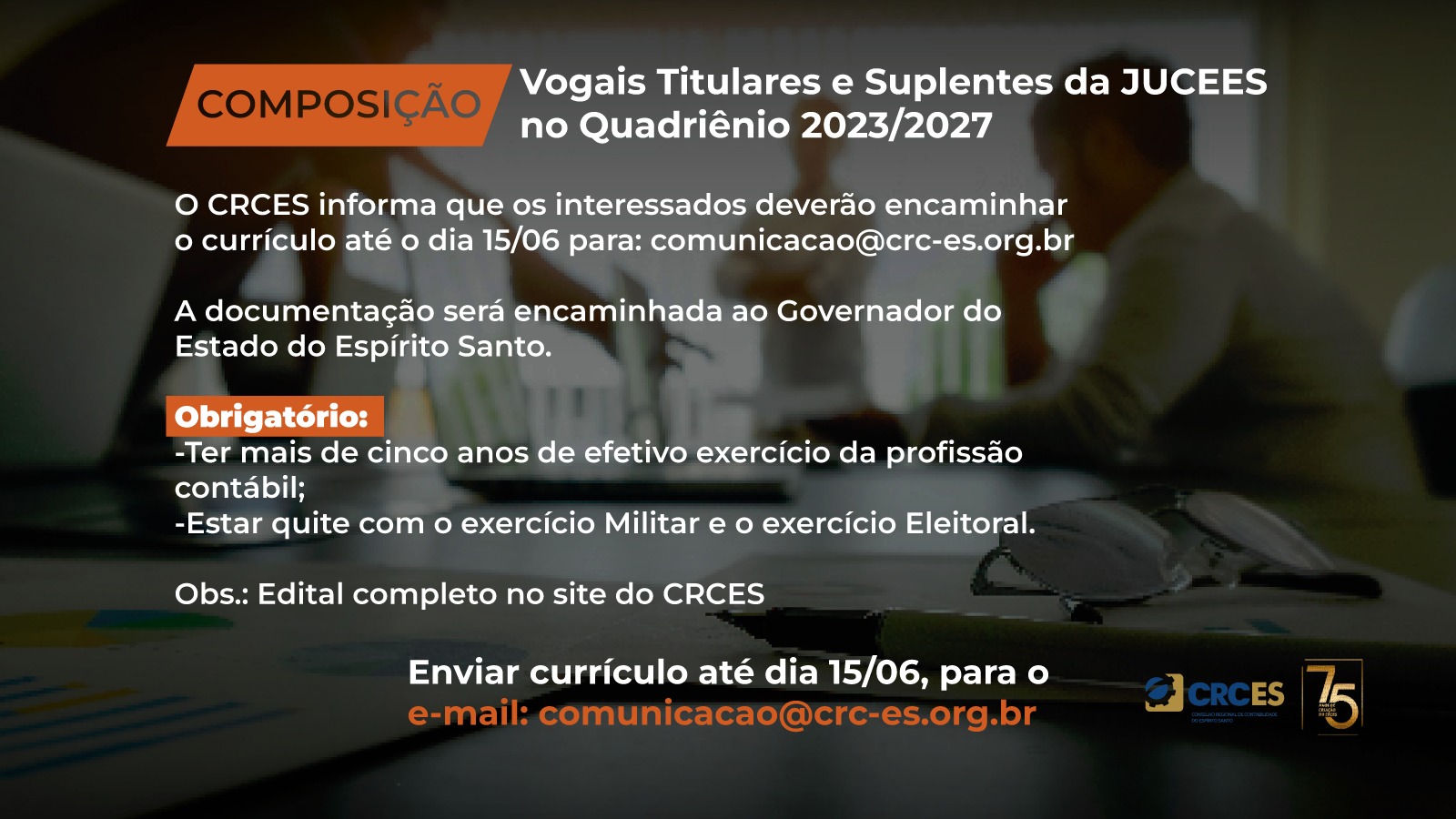 Nomeação dos Vogais Titulares e Suplentes da JUCEES no Quadriênio 2023/2027