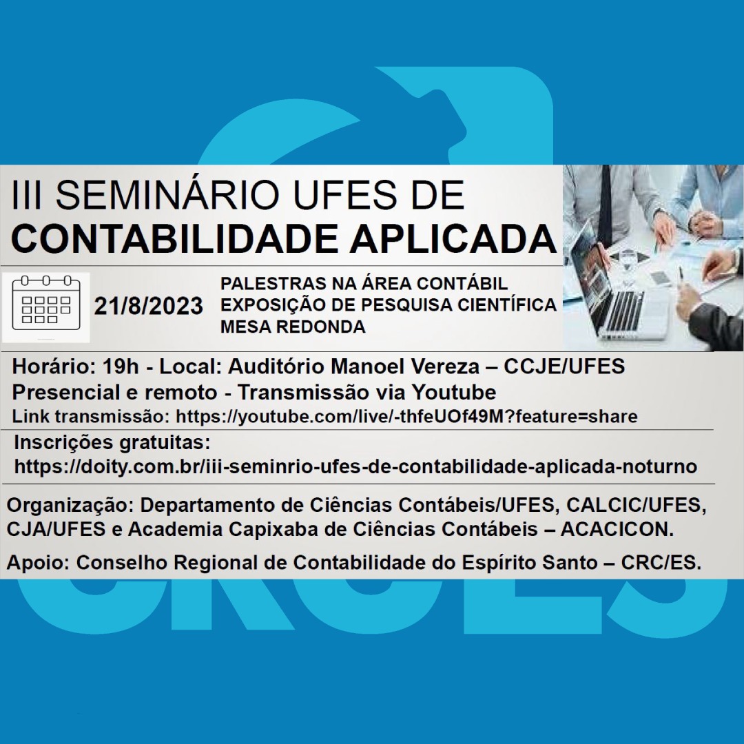 CRCES apoio o III Seminário de Contabilidade Aplicada