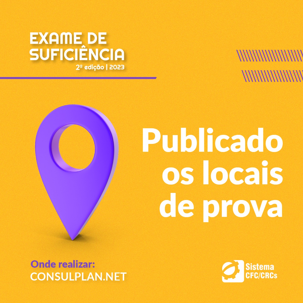 Exame de Suficiência: consulte seu cartão de confirmação e local de prova
