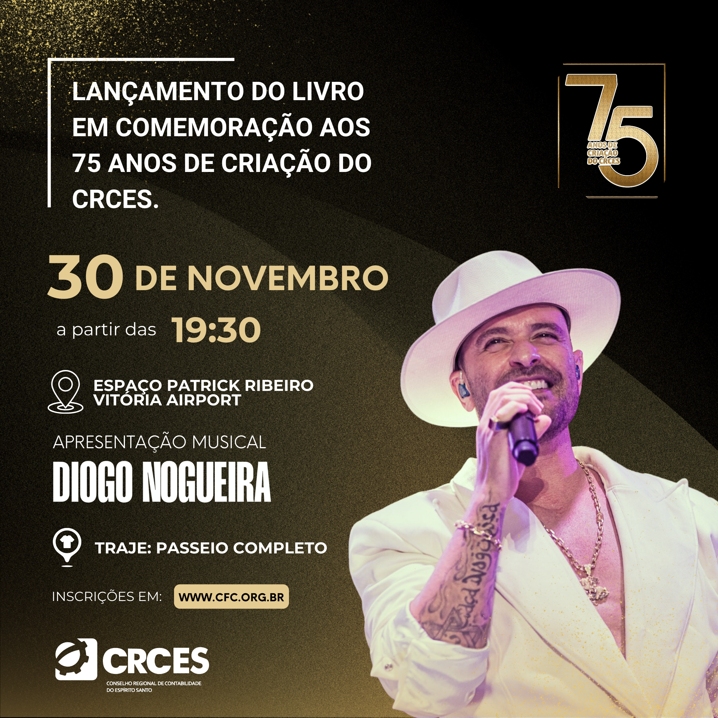 Lançamento de livro com show de Diogo Nogueira