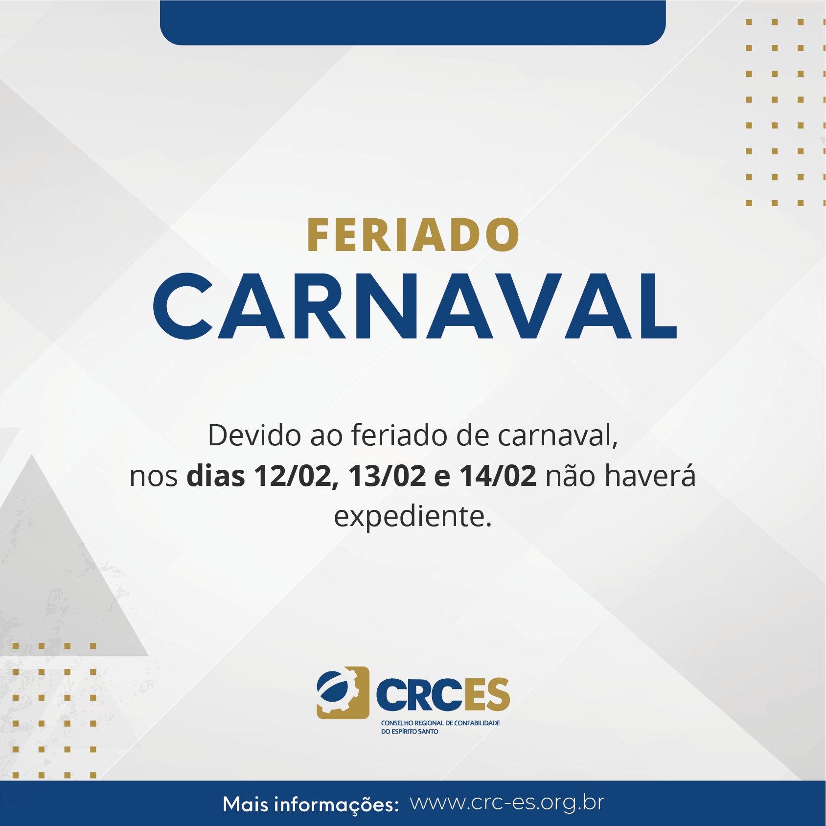 CRCES decreta ponto facultativo no carnaval