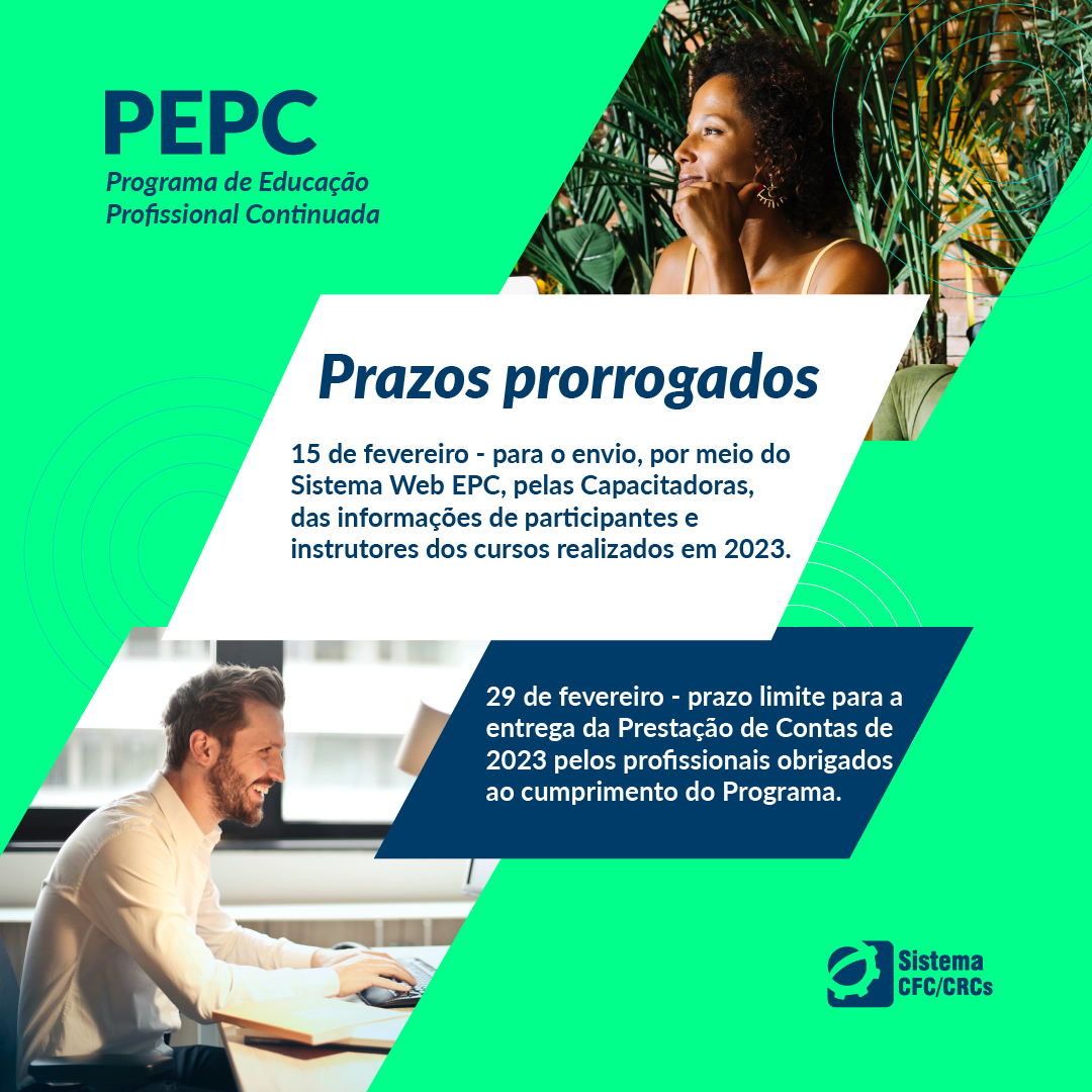CFC prorroga o prazo para a prestação de contas do PEPC de profissionais e de capacitadoras