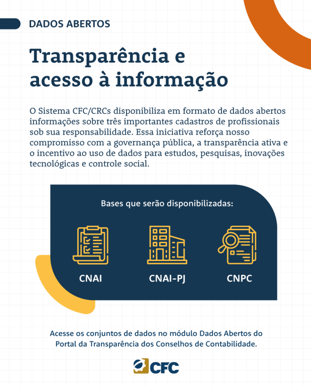 Sistema CFC/CRCs disponibiliza as informações do CNAI, CNAI-PJ e CNPC em dados abertos