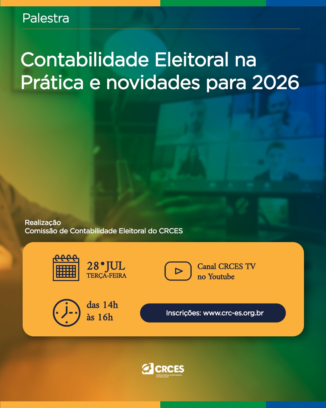 Contabilidade Eleitoral na Prática e novidades para 2026 será tema de palestra promovida pelo CRCES