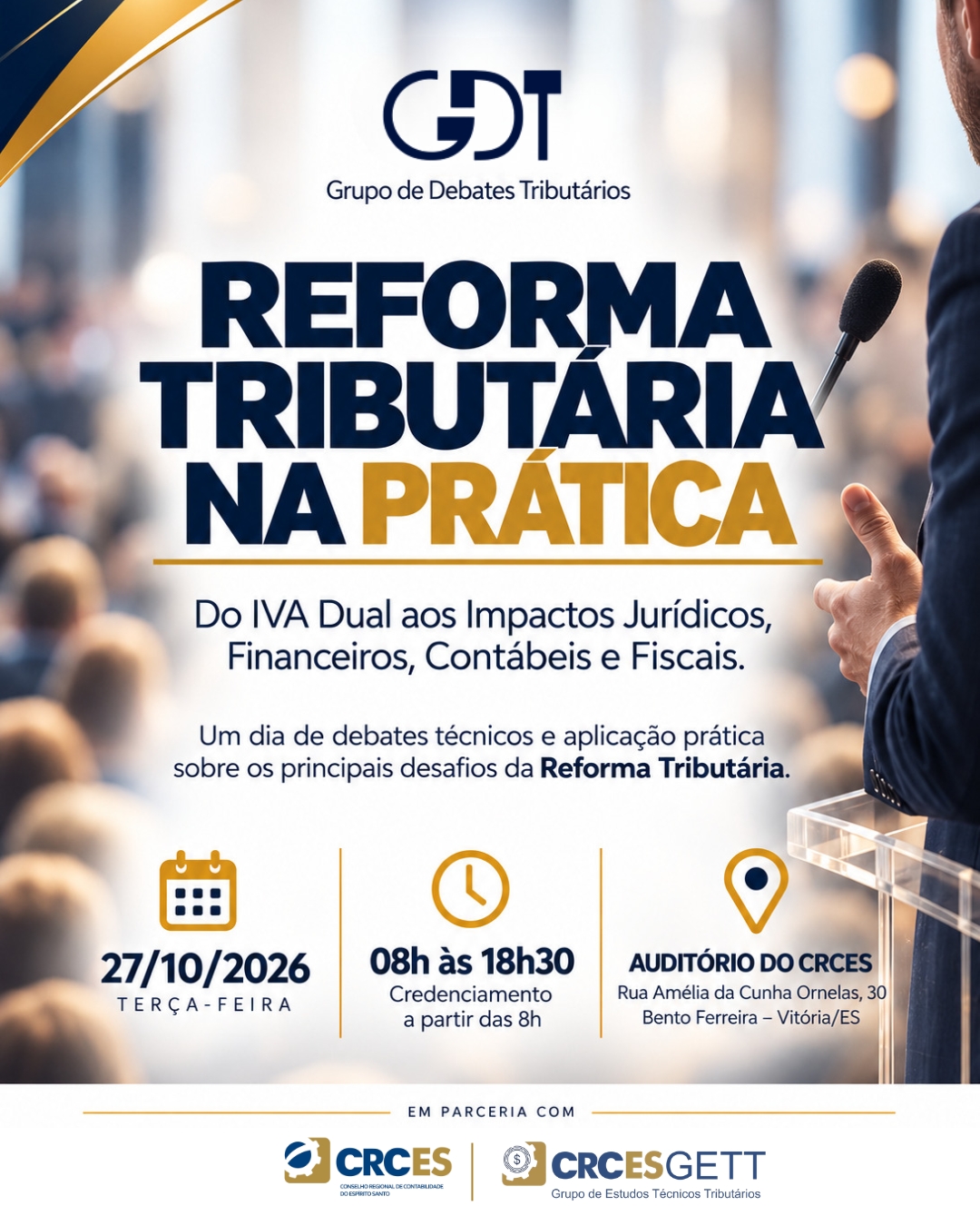 Inscrições encerradas para evento sobre Reforma Tributária no CRCES