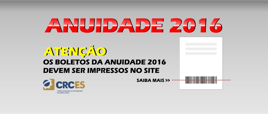 ANUIDADE 2016 até 31 de março sem encargos adicionais