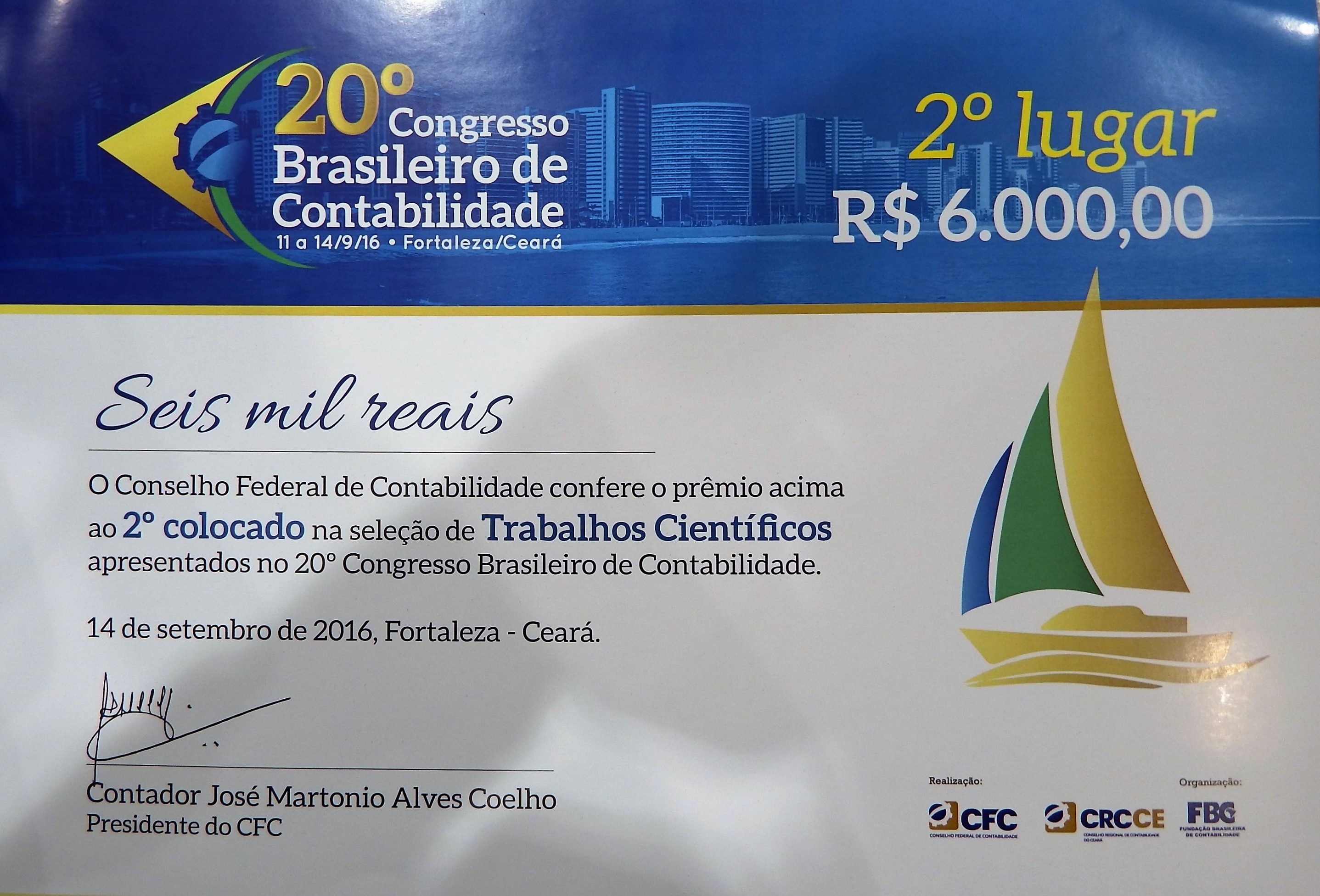 ES foi premiado em dois trabalhos apresentados no 20º CBC um científico e outro técnico