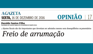Ajuste Fiscal é defendido pelo presidente Haroldo Santos Filho, em artigo publicado em A Gazeta