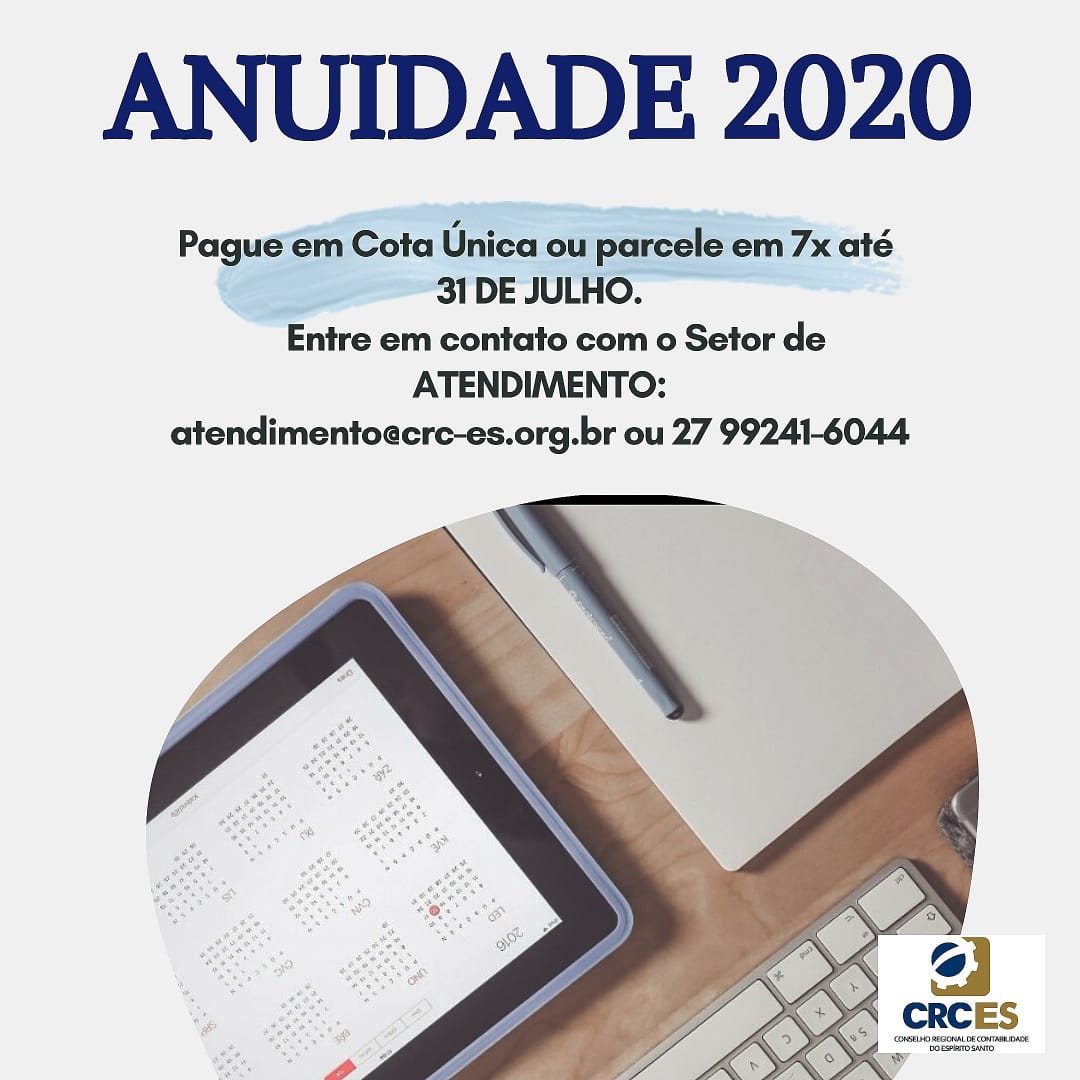 Anuidades 2020: prazo final para pagamento se encerra no dia 31 de julho