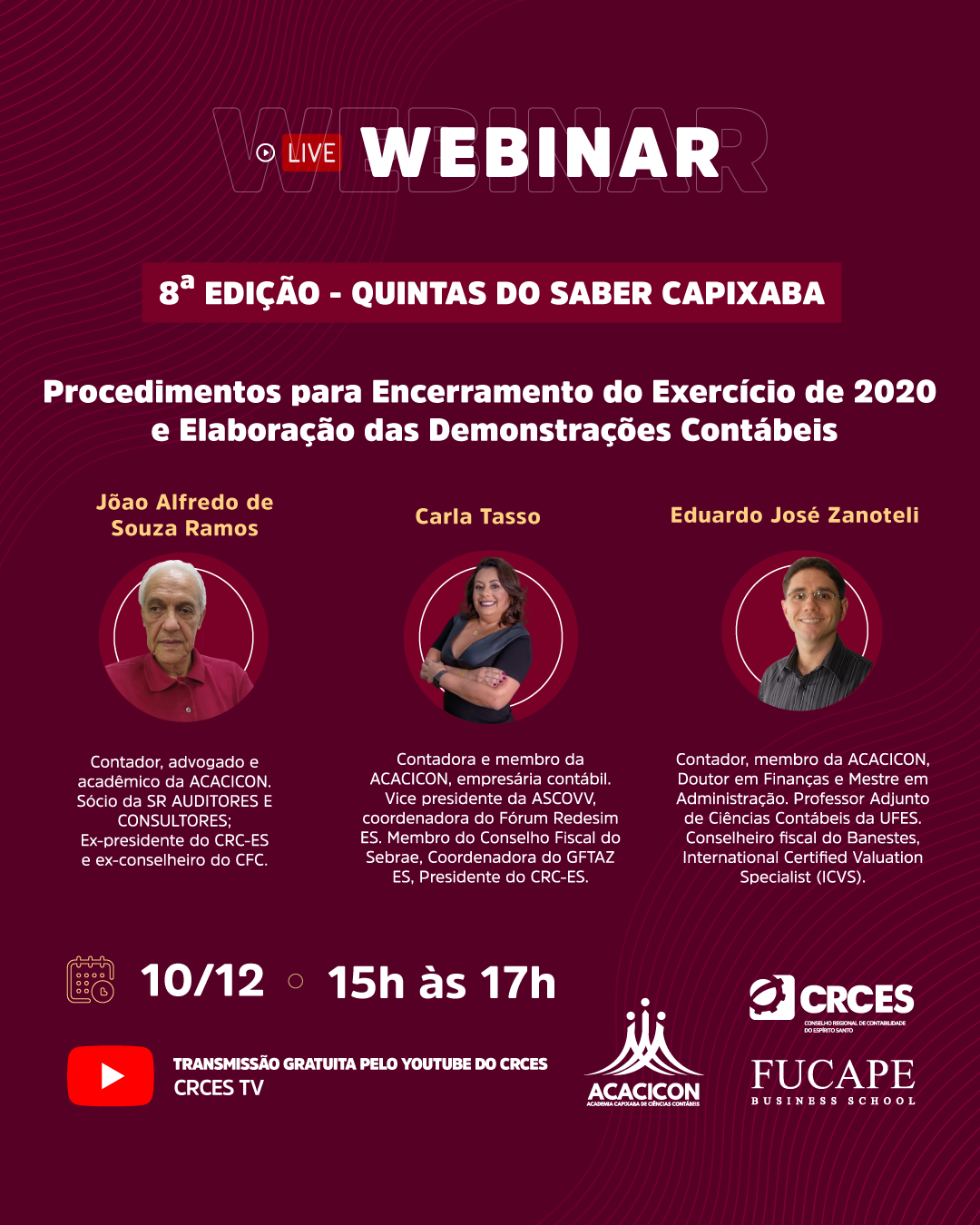 Quintas do saber - 10/12 - Não perca!