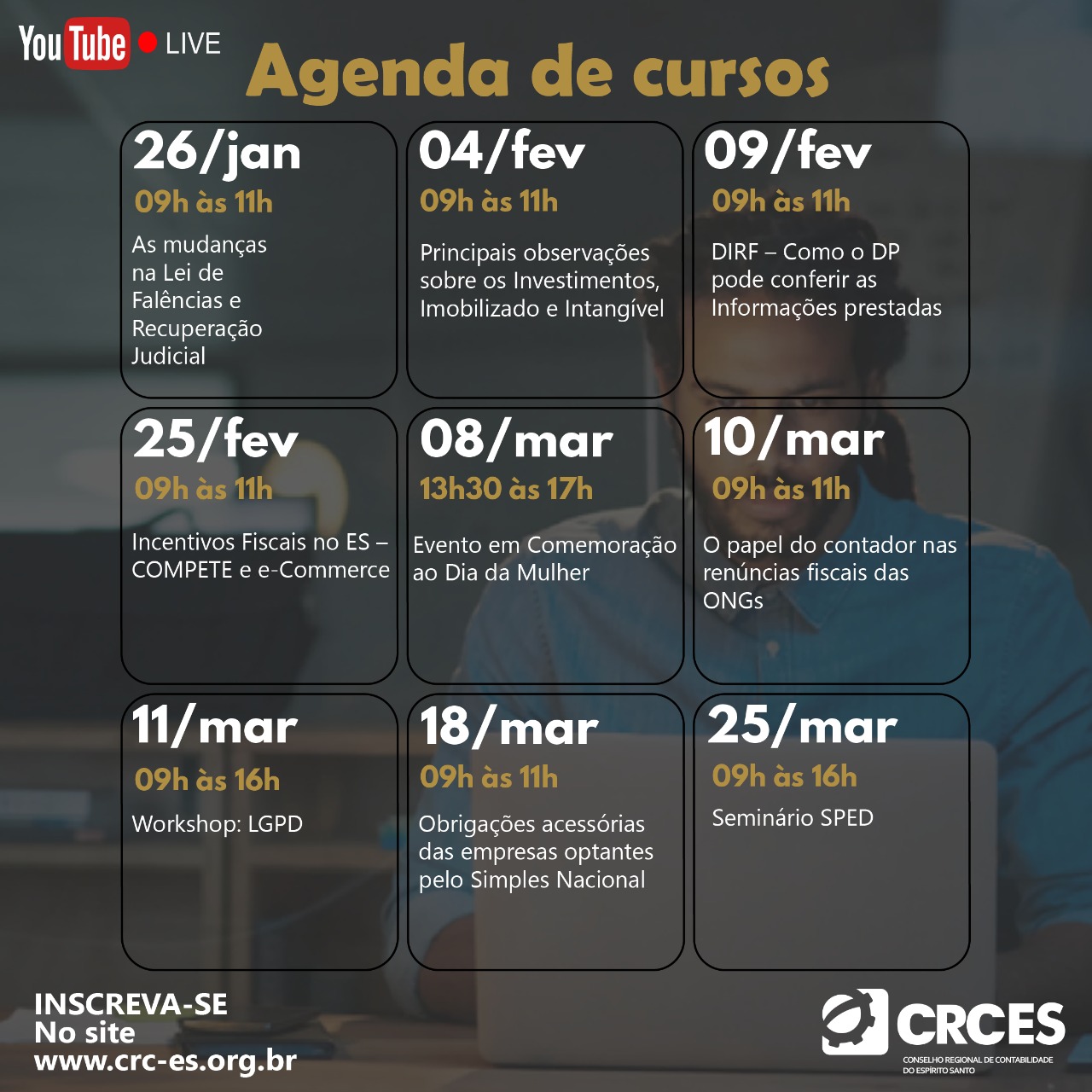 CONFIRA A AGENDA DE EVENTOS DO CRCES